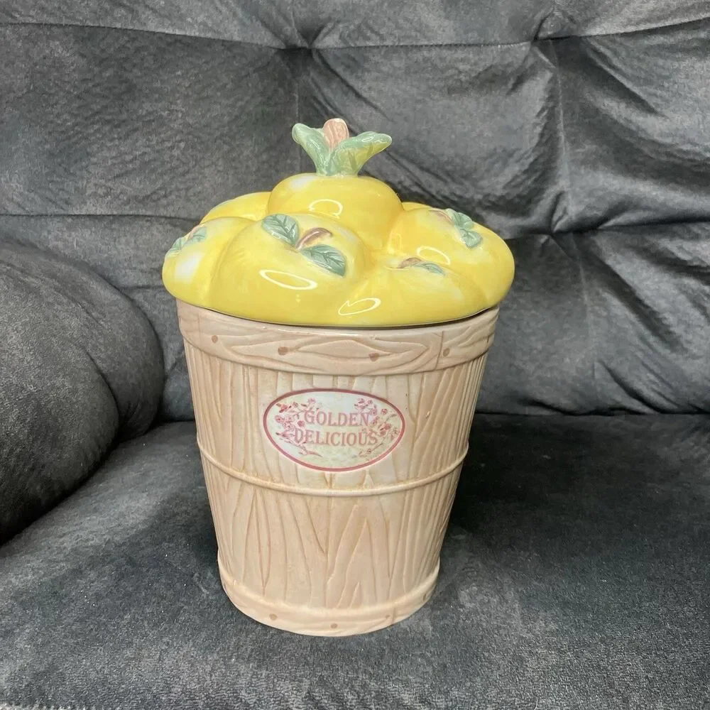 PFALTZGRAFF Ceramic Canister Golden Delicious Apples Cookie Jar Vintage